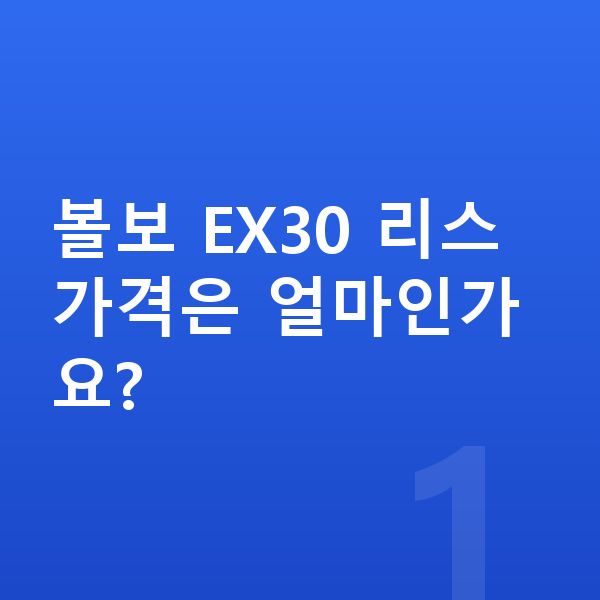 볼보 EX30 리스 가격 볼보 EX30 리스 가격은 얼마인가요?