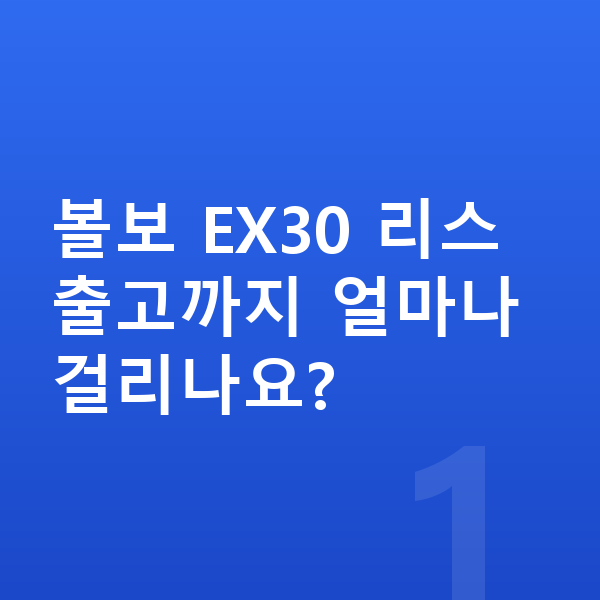 볼보 EX30 리스 출고기간 볼보 EX30 리스 출고까지 얼마나 걸리나요?