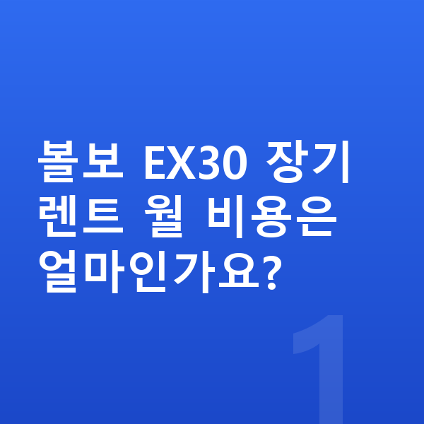 볼보 EX30 장기렌트 볼보 EX30 장기렌트 월 비용은 얼마인가요?