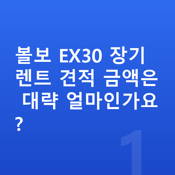 볼보 EX30 장기렌트 견적 볼보 EX30 장기렌트 견적 금액은 대략 얼마인가요?