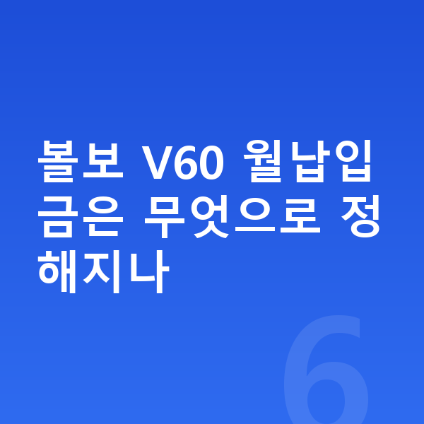 볼보 V60 리스 월납입금 볼보 V60 월납입금은 무엇으로 정해지나