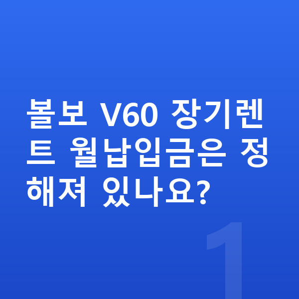 볼보 V60 장기렌트 월납입금 볼보 V60 장기렌트 월납입금은 정해져 있나요?