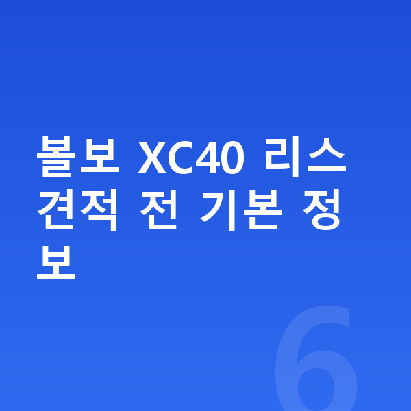 볼보 XC40 리스 견적 볼보 XC40 리스 견적 전 기본 정보
