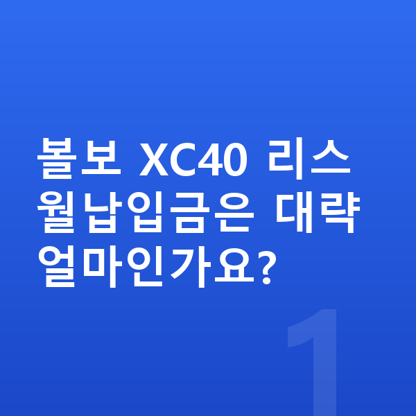 볼보 XC40 리스 월납입금 볼보 XC40 리스 월납입금은 대략 얼마인가요?