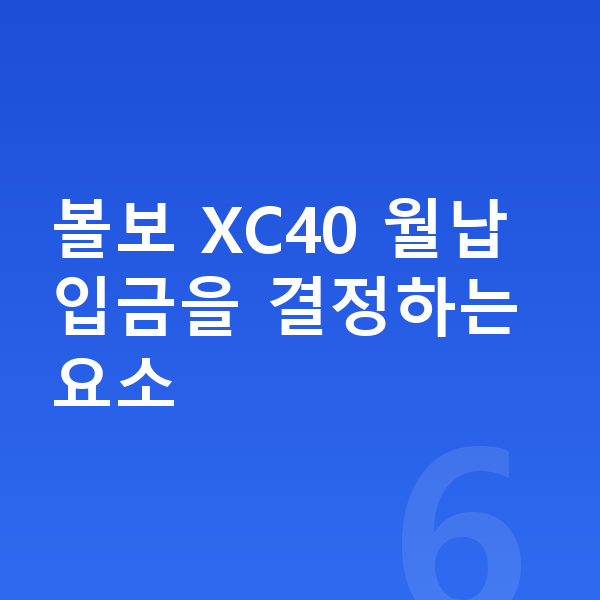 볼보 XC40 리스 월납입금 볼보 XC40 월납입금을 결정하는 요소