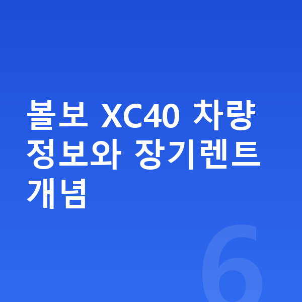볼보 XC40 장기렌트 볼보 XC40 차량 정보와 장기렌트 개념