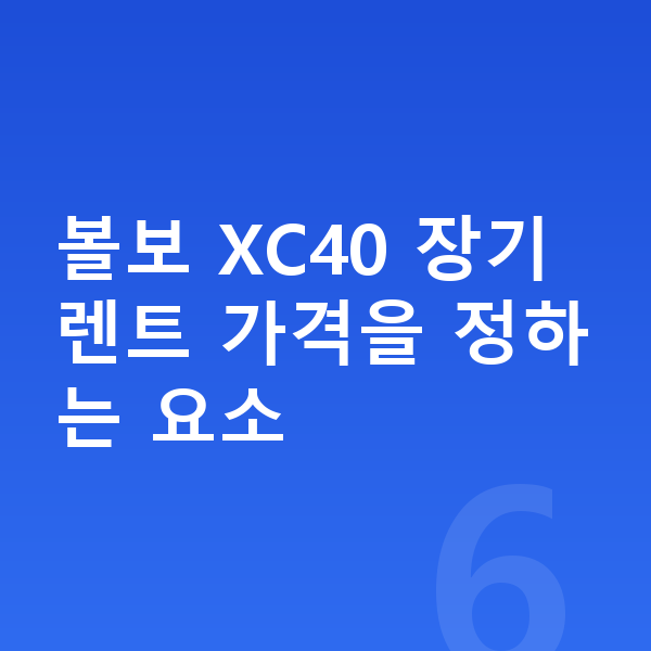 볼보 XC40 장기렌트 가격 볼보 XC40 장기렌트 가격을 정하는 요소