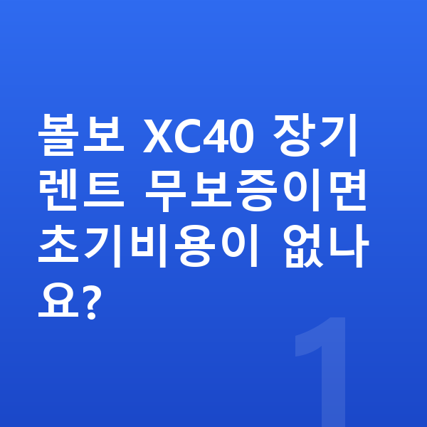 볼보 XC40 장기렌트 무보증 볼보 XC40 장기렌트 무보증이면 초기비용이 없나요?