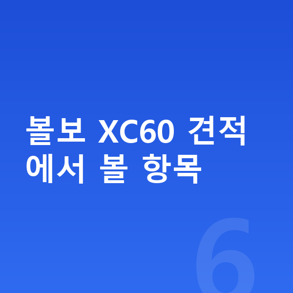 볼보 XC60 견적 볼보 XC60 견적에서 볼 항목