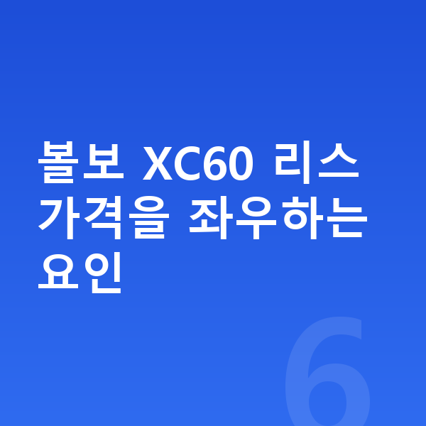 볼보 XC60 리스 가격 볼보 XC60 리스 가격을 좌우하는 요인