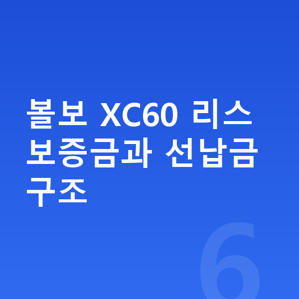 볼보 XC60 리스 보증금 볼보 XC60 리스 보증금과 선납금 구조