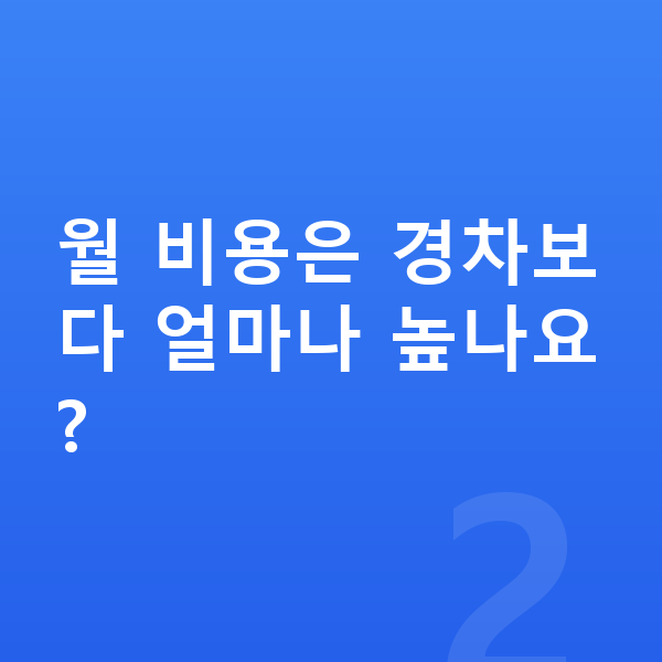 소형장기렌트 월 비용은 경차보다 얼마나 높나요?