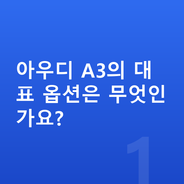 아우디 A3 옵션 아우디 A3의 대표 옵션은 무엇인가요?