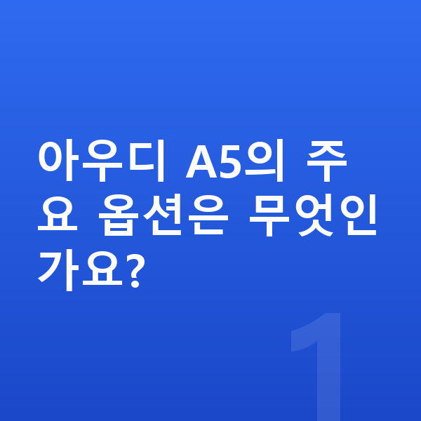 아우디 A5 옵션 아우디 A5의 주요 옵션은 무엇인가요?