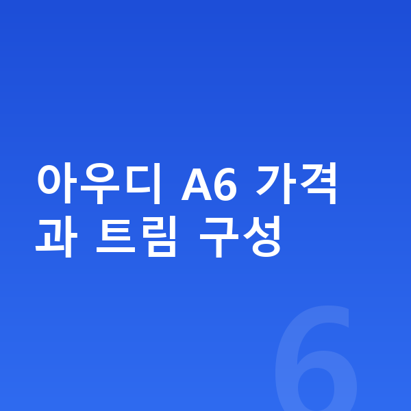 아우디 A6 가격 아우디 A6 가격과 트림 구성