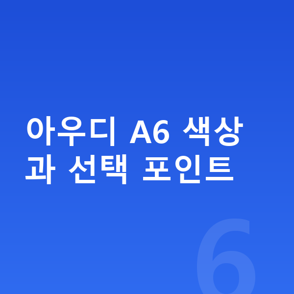 아우디 A6 색상 아우디 A6 색상과 선택 포인트