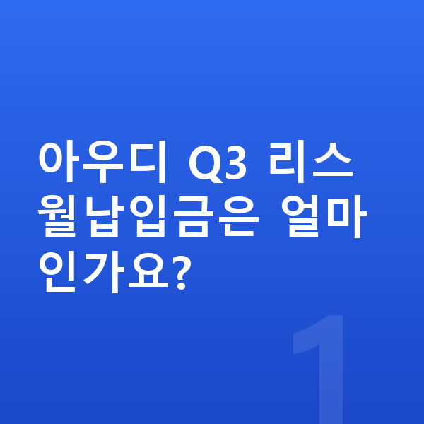 아우디 Q3 리스 월납입금 아우디 Q3 리스 월납입금은 얼마인가요?