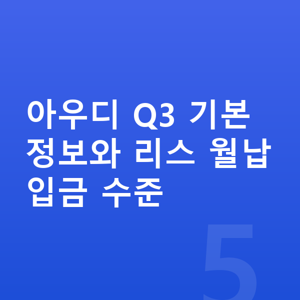 아우디 Q3 리스 월납입금 아우디 Q3 기본 정보와 리스 월납입금 수준