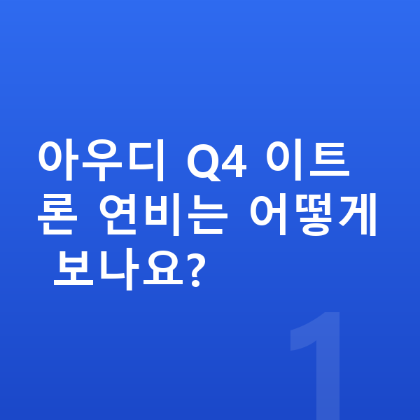 아우디 Q4 이트론 연비 아우디 Q4 이트론 연비는 어떻게 보나요?