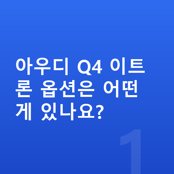 아우디 Q4 이트론 옵션 아우디 Q4 이트론 옵션은 어떤 게 있나요?