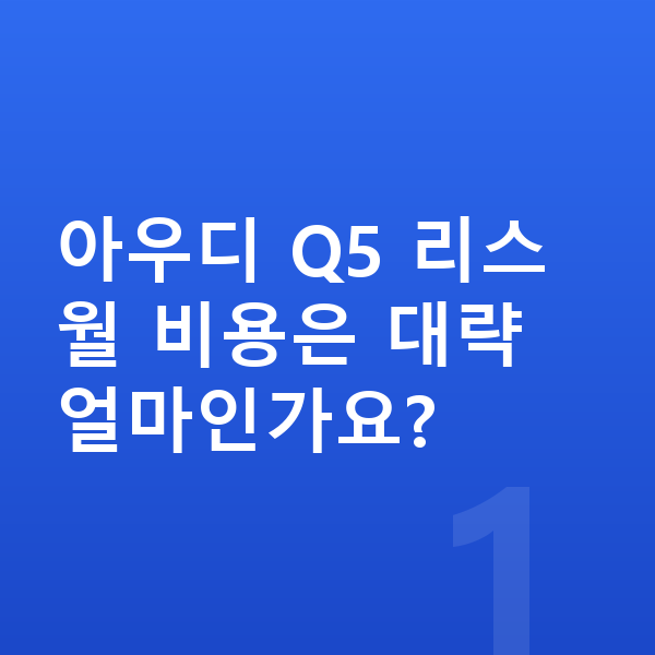 아우디 Q5 리스 아우디 Q5 리스 월 비용은 대략 얼마인가요?