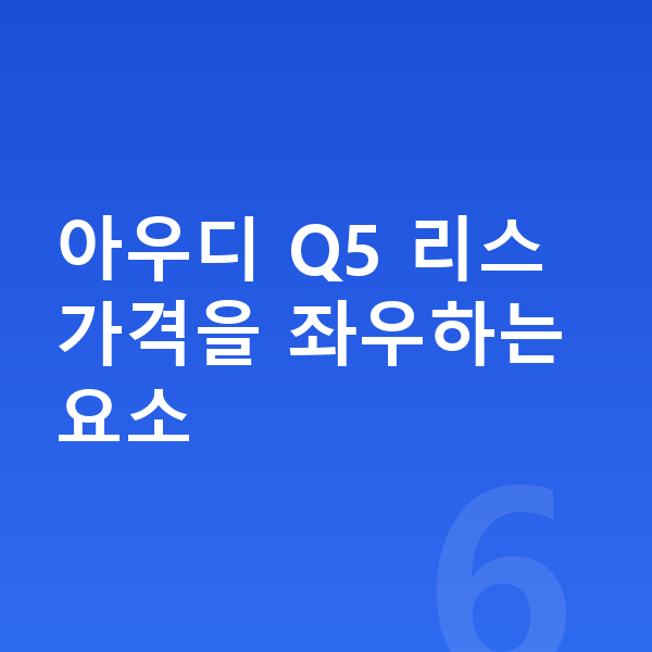 아우디 Q5 리스 가격 아우디 Q5 리스 가격을 좌우하는 요소