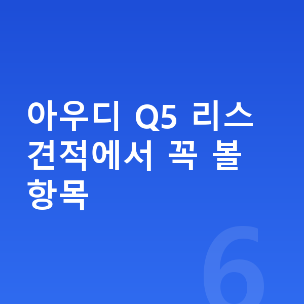 아우디 Q5 리스 견적 아우디 Q5 리스 견적에서 꼭 볼 항목
