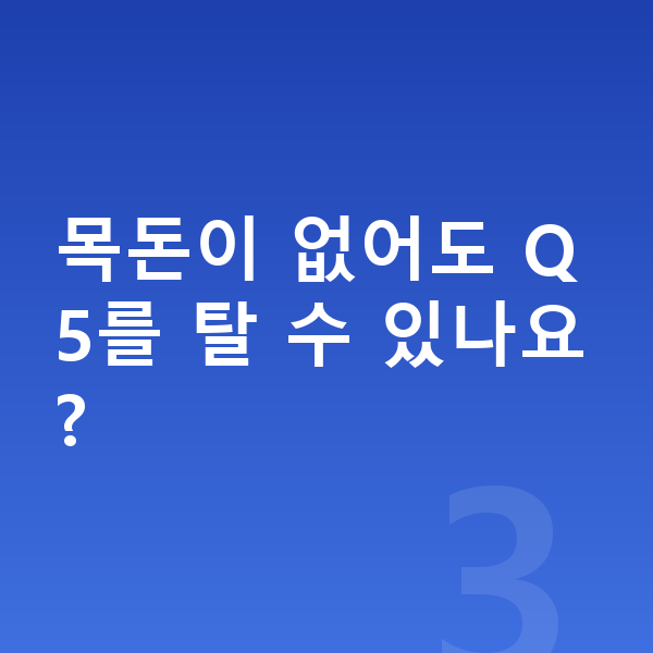 아우디 Q5 리스 무보증 목돈이 없어도 Q5를 탈 수 있나요?
