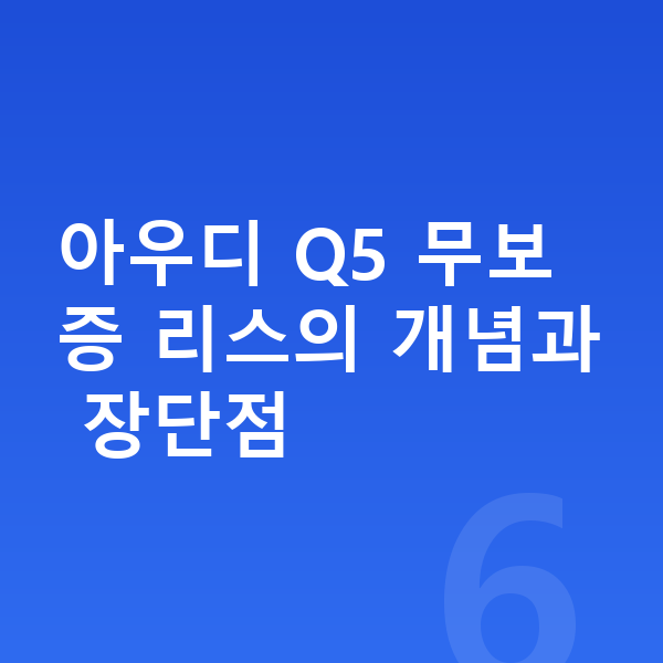 아우디 Q5 리스 무보증 아우디 Q5 무보증 리스의 개념과 장단점