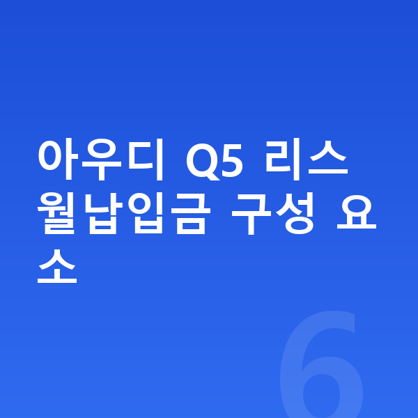 아우디 Q5 리스 월납입금 아우디 Q5 리스 월납입금 구성 요소