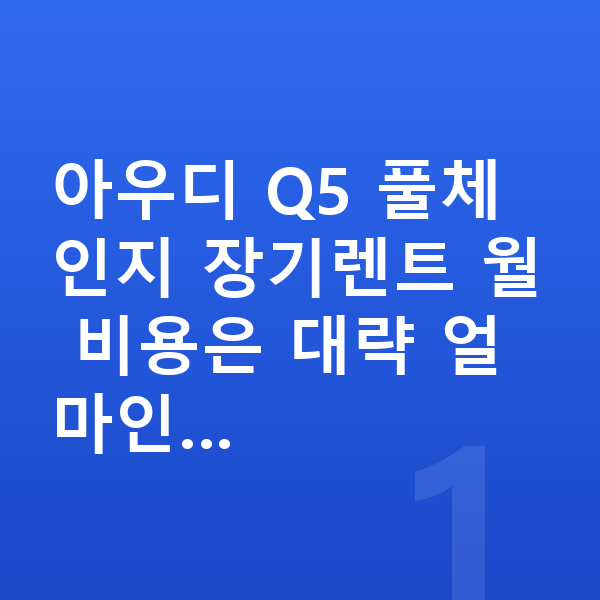 아우디 Q5 풀체인지 아우디 Q5 풀체인지 장기렌트 월 비용은 대략 얼마인…