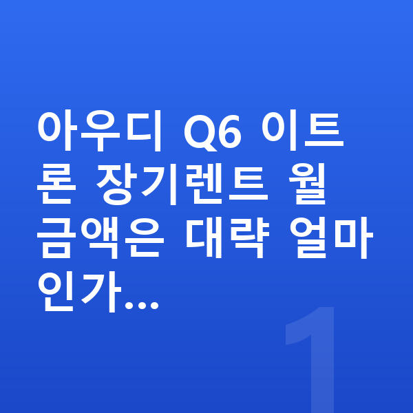 아우디 Q6 이트론 가격 아우디 Q6 이트론 장기렌트 월 금액은 대략 얼마인가…