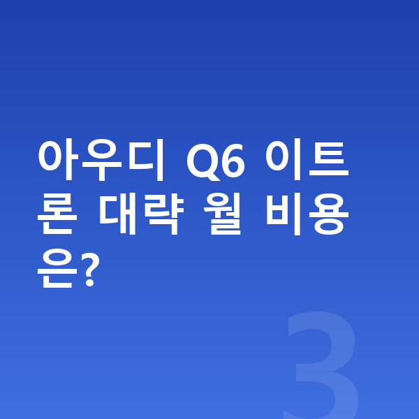 아우디 Q6 이트론 견적 아우디 Q6 이트론 대략 월 비용은?