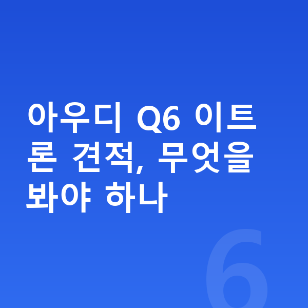 아우디 Q6 이트론 견적 아우디 Q6 이트론 견적, 무엇을 봐야 하나
