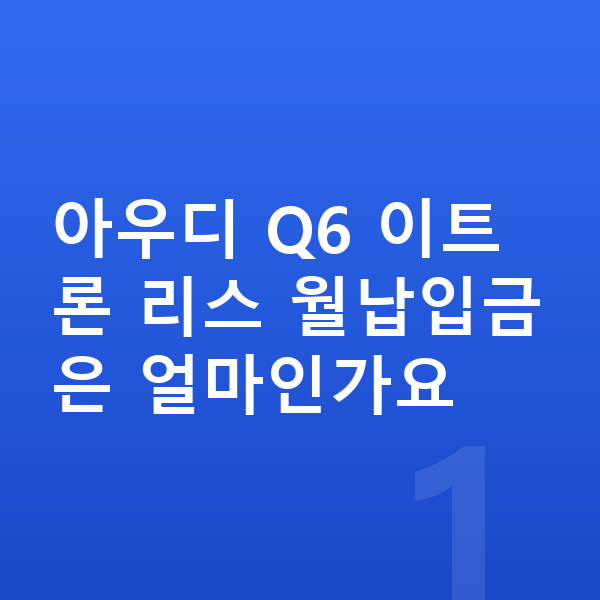 아우디 Q6 이트론 리스 월납입금 아우디 Q6 이트론 리스 월납입금은 얼마인가요