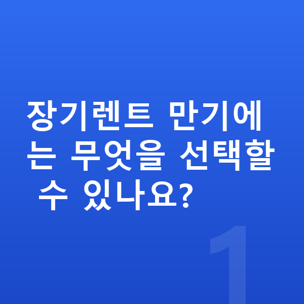 장기렌트 만기 장기렌트 만기에는 무엇을 선택할 수 있나요?