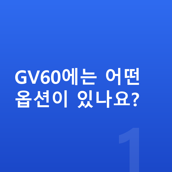 제네시스 GV60 옵션 GV60에는 어떤 옵션이 있나요?