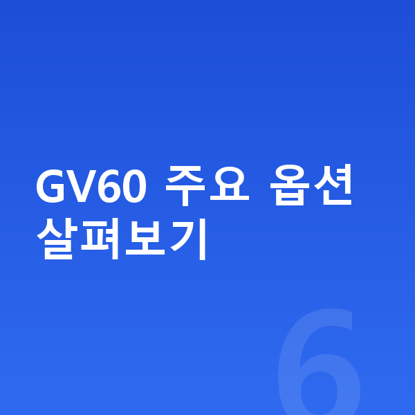 제네시스 GV60 옵션 GV60 주요 옵션 살펴보기