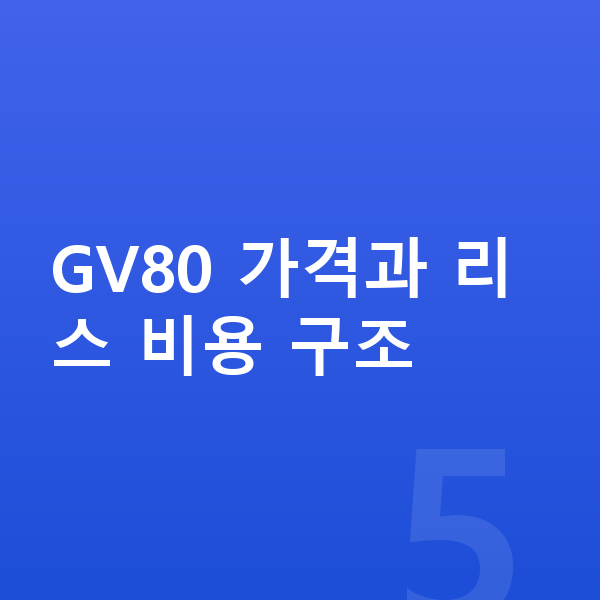 제네시스 GV80 리스 가격 GV80 가격과 리스 비용 구조