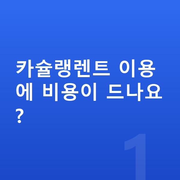 카슐랭렌트 카슐랭렌트 이용에 비용이 드나요?