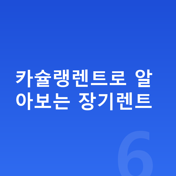 카슐랭렌트 카슐랭렌트로 알아보는 장기렌트