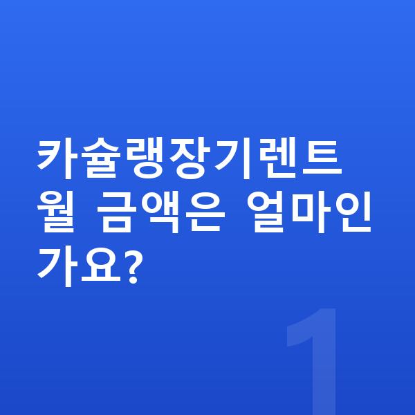카슐랭장기렌트 카슐랭장기렌트 월 금액은 얼마인가요?