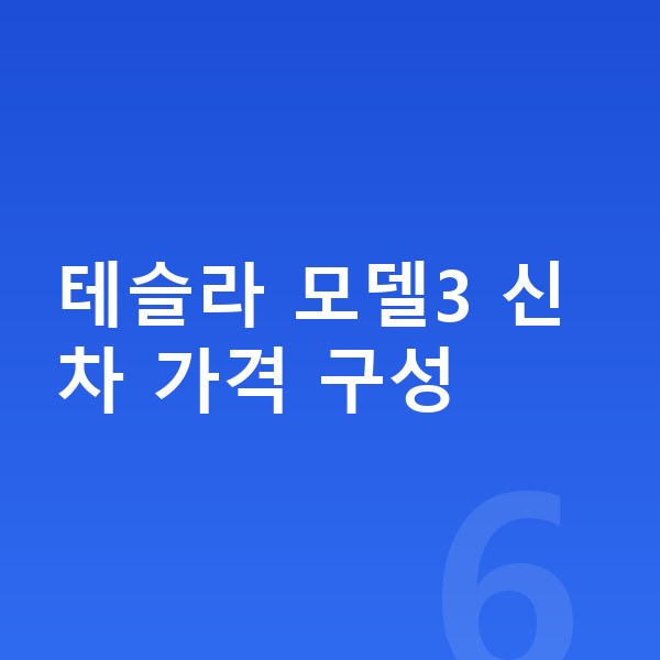 테슬라 모델3 가격 테슬라 모델3 신차 가격 구성