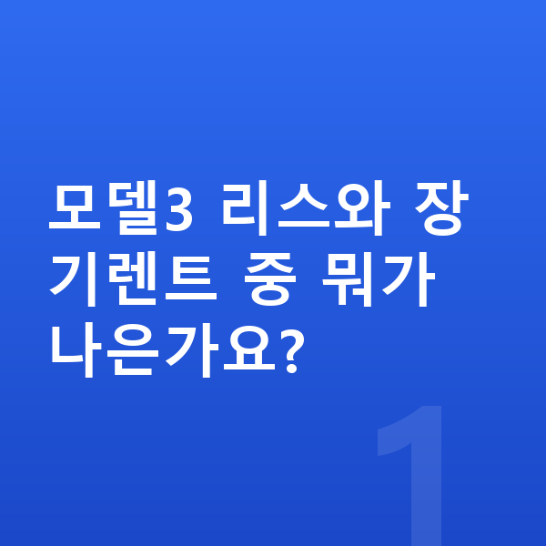 테슬라 모델3 리스 모델3 리스와 장기렌트 중 뭐가 나은가요?