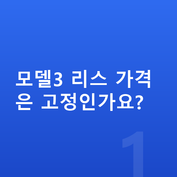테슬라 모델3 리스 가격 모델3 리스 가격은 고정인가요?