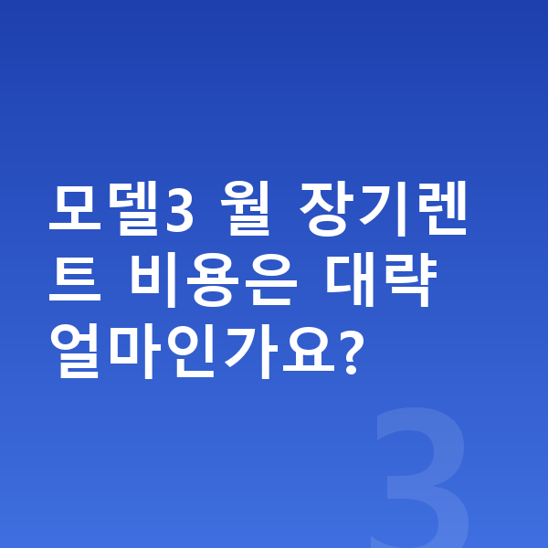 테슬라 모델3 색상 모델3 월 장기렌트 비용은 대략 얼마인가요?
