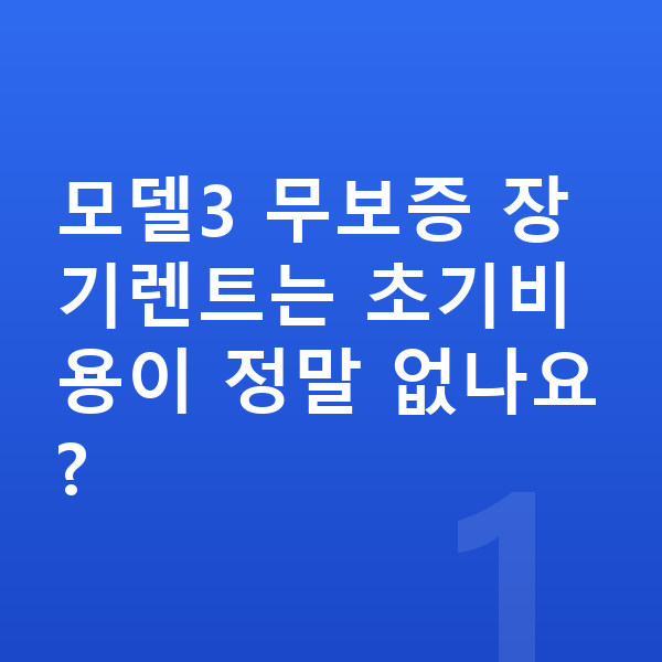 테슬라 모델3 장기렌트 무보증 모델3 무보증 장기렌트는 초기비용이 정말 없나요?