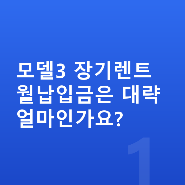 테슬라 모델3 장기렌트 월납입금 모델3 장기렌트 월납입금은 대략 얼마인가요?