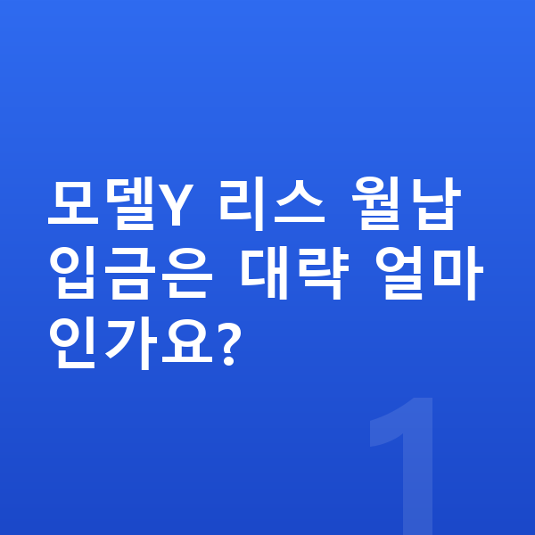 테슬라 모델Y 리스 월납입금 모델Y 리스 월납입금은 대략 얼마인가요?