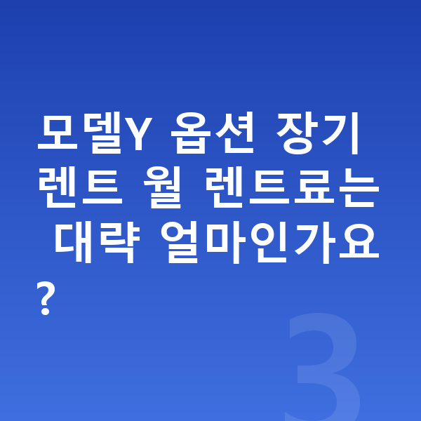 테슬라 모델Y 옵션 모델Y 옵션 장기렌트 월 렌트료는 대략 얼마인가요?